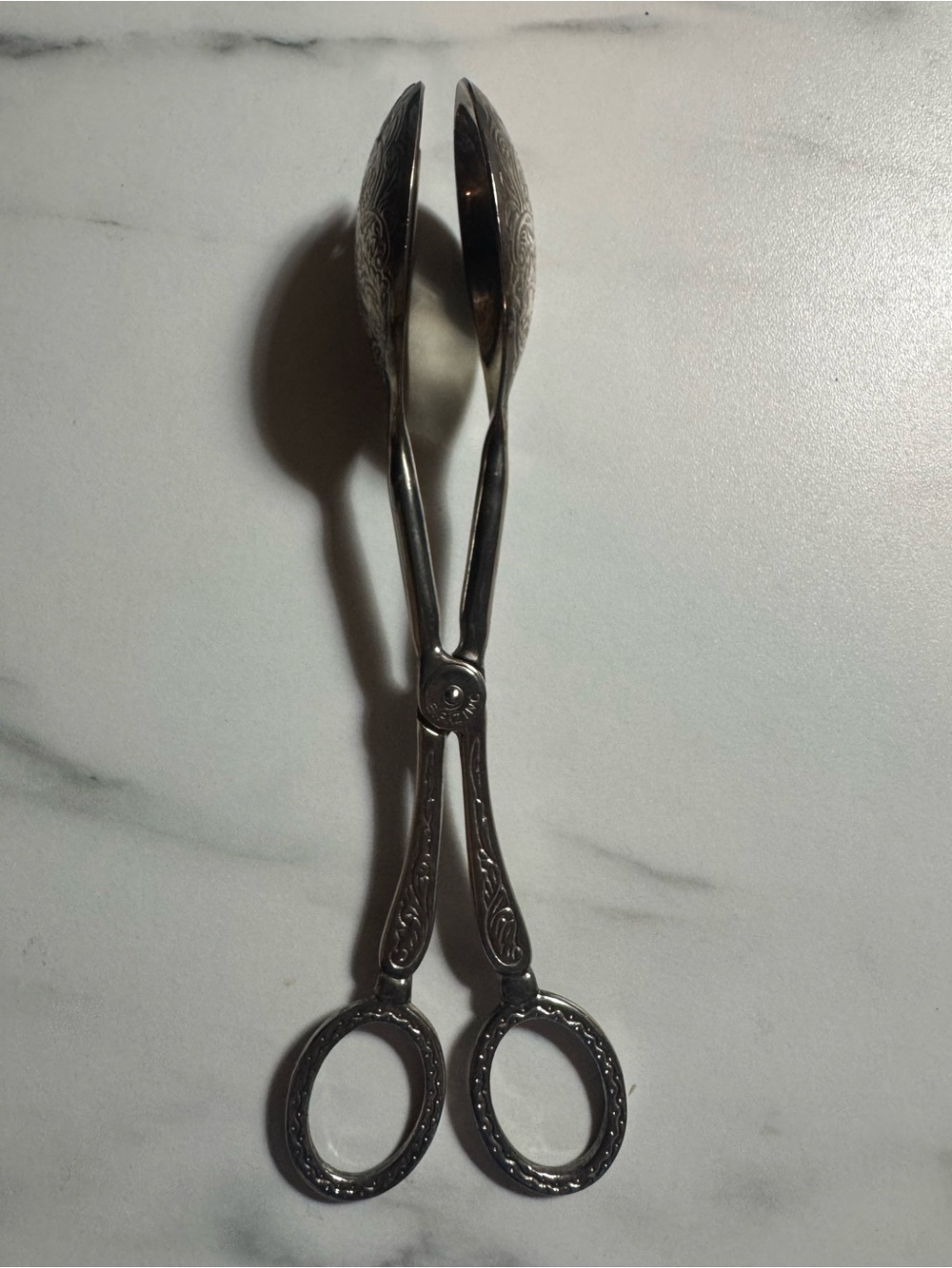 Vintage Silver Plated Scissor Style Salad Tongs EP ZINC Italy 8.5"